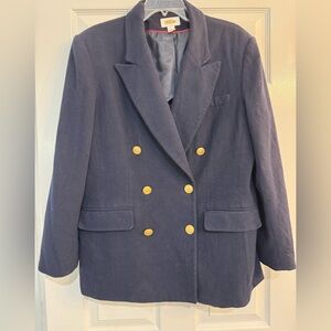 Vintage Talbots Navy 100% Wool Double-Breasted Blazer